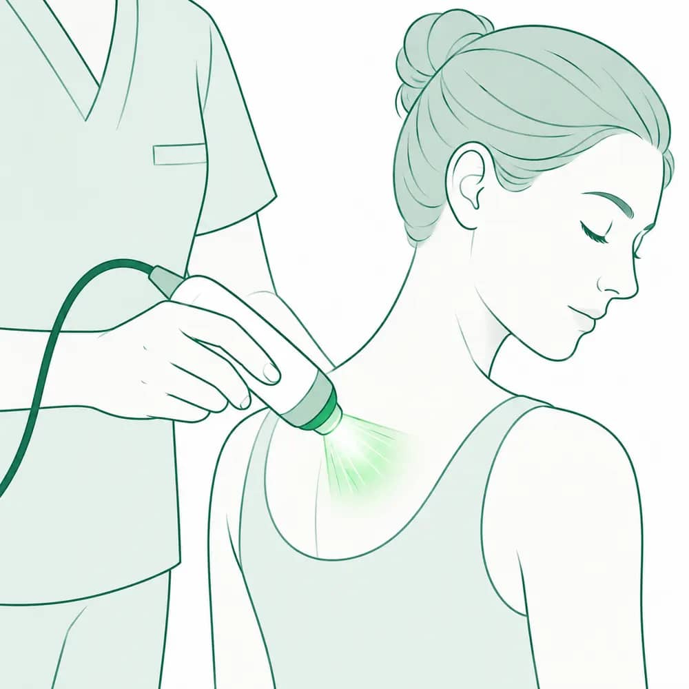 Ilustracja: zabieg laseroterapii okolicy barku