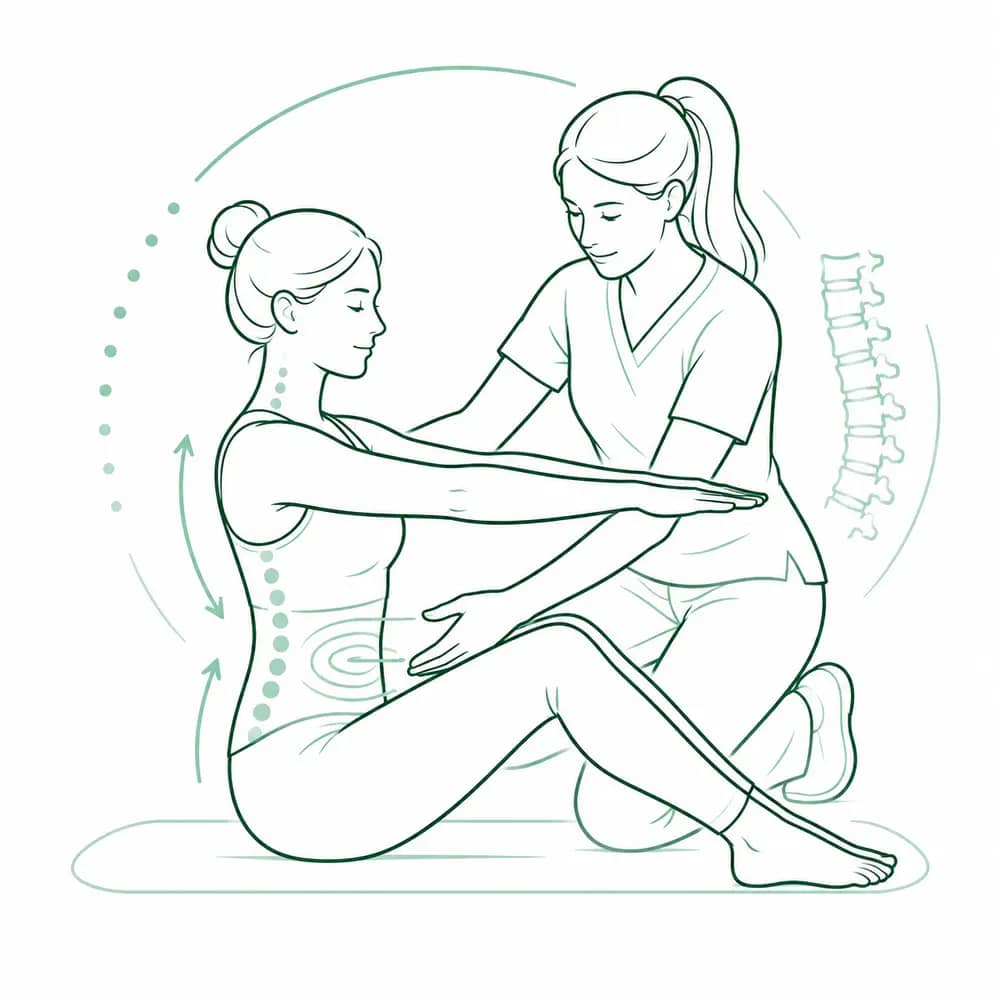 Ilustracja: ćwiczenia kinezyterapeutyczne kręgosłupa